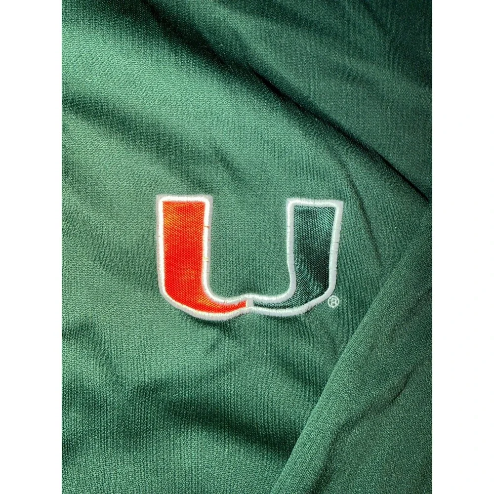 Vintage Nike Men's Miami Hurricanes Green‎ and Orange Pullover Size XL